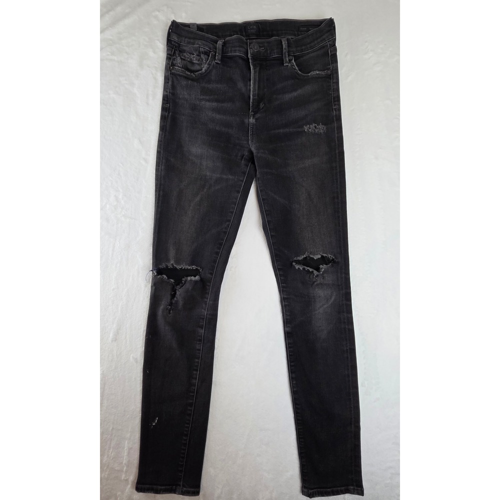 Citizens of Humanity Rocket High Rise Skinny Distressed Black Jeans 28 1416C-805